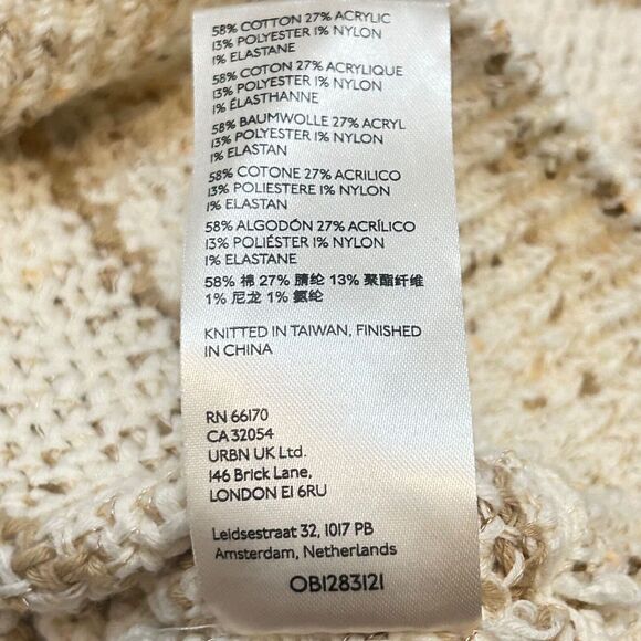 Free People Starlight Sweater Pearl Island Stripes Cream Oatmeal Comfy Size L - Picture 8 of 12